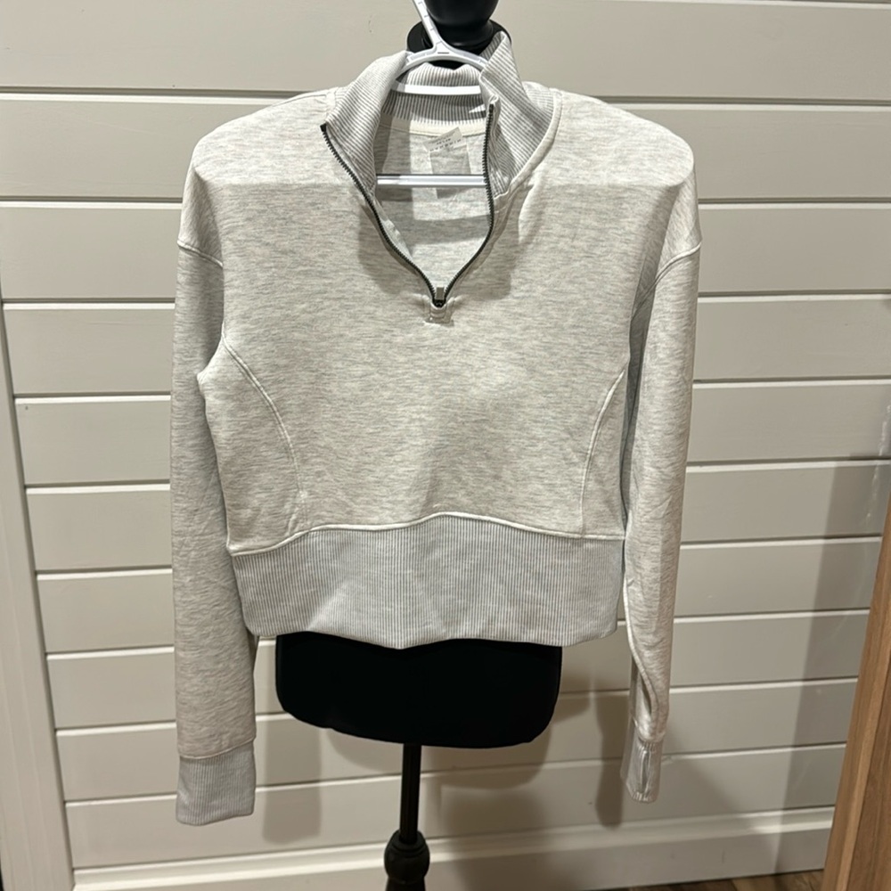Women’s super soft crop 3 quarter zip sweatshirt
